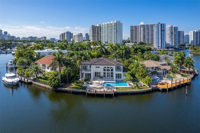 455 Centre Is, Golden Beach, FL 33160 - birds eye view of property with a water view and a city view