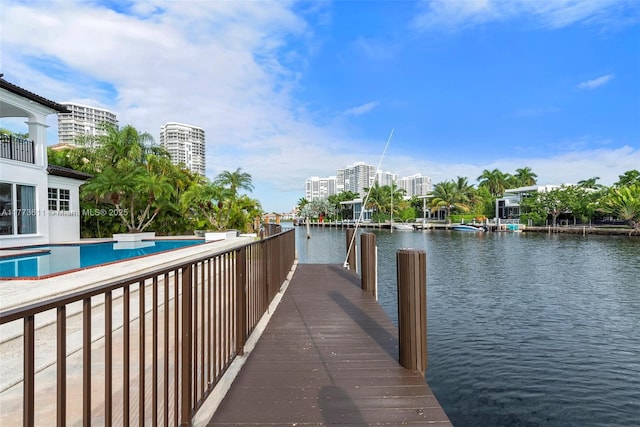 455 Centre Is, Golden Beach, FL 33160 - view of dock featuring a water view and an outdoor pool