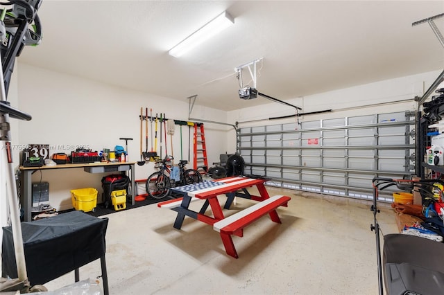 garage with a garage door opener