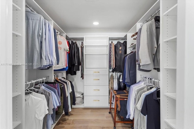 spacious closet featuring light wood finished floors