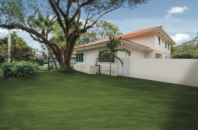 view of yard with fence
