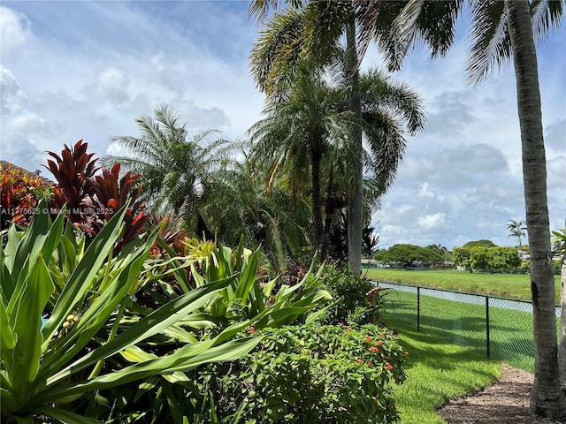 view of yard with a water view