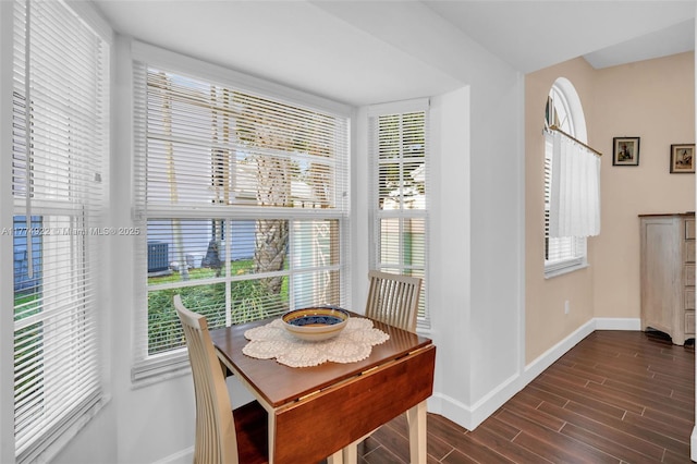 dining room featuring baseboards and dark wood-type flooring
