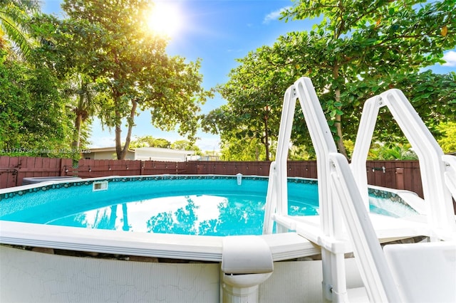 view of pool with a fenced backyard and a fenced in pool