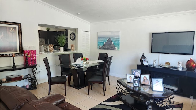 8254 SW 147th Pl, Miami, FL 33193 - dining space with light tile patterned flooring, lofted ceiling, and ornamental molding