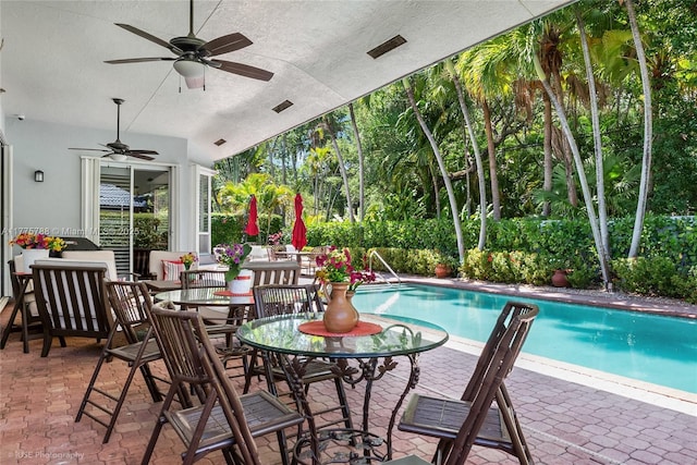 9030 SW 92nd Ct, Miami, FL 33176 - exterior space featuring a ceiling fan and an outdoor pool
