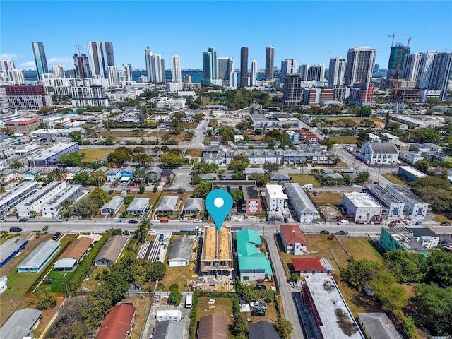 aerial view with a city view