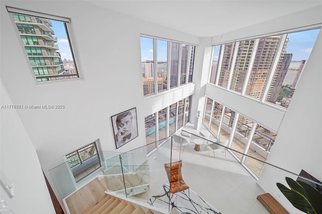 60 SW 13th St Unit 2600, Miami, FL 33130 - living room with a view of city and a high ceiling