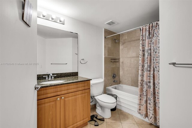 1 Glen Royal Pkwy Unit 1207, Miami, FL 33125 - bathroom with vanity, toilet, tile patterned floors, visible vents, and shower / bath combo