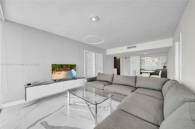 20335 W Country Club Dr Unit 2602, Aventura, FL 33180 - living room featuring marble finish floor, baseboards, and visible vents