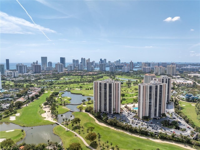 20335 W Country Club Dr Unit 2602, Aventura, FL 33180 - bird's eye view featuring golf course view, a water view, and a view of city