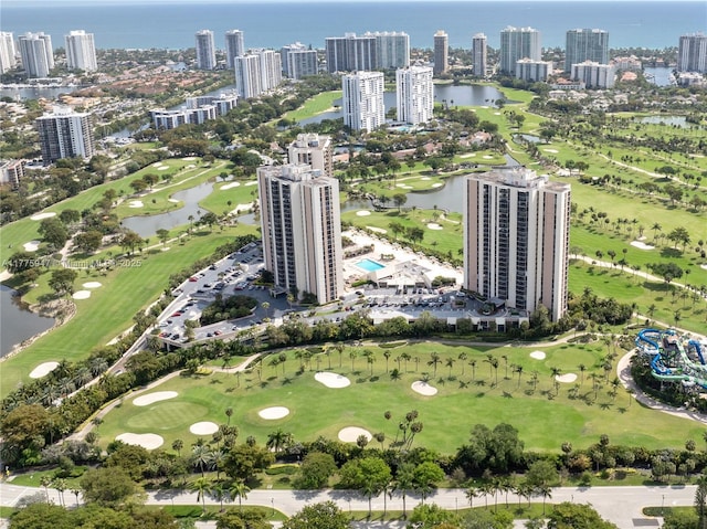 20335 W Country Club Dr Unit 2602, Aventura, FL 33180 - drone / aerial view with golf course view, a water view, and a city view