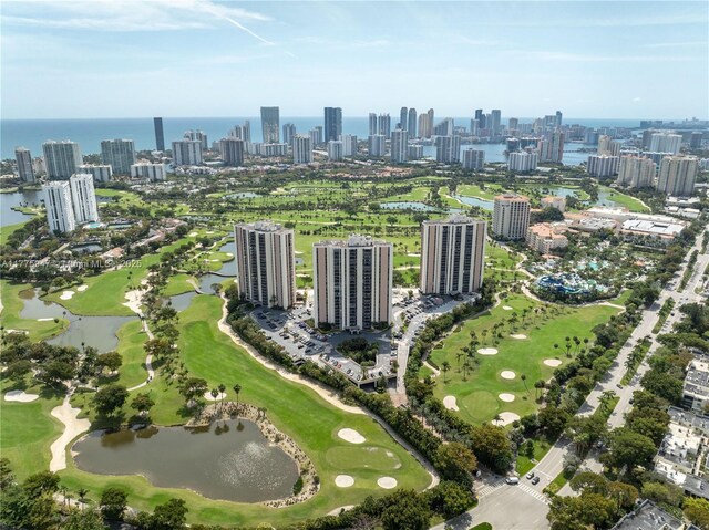 20335 W Country Club Dr Unit 2602, Aventura, FL 33180 - bird's eye view featuring view of golf course, a water view, and a city view