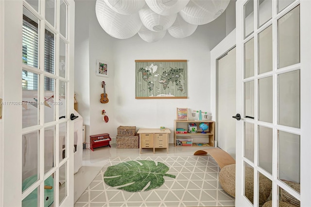 playroom with french doors