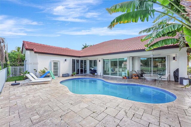 1055 San, Luis Rey, Weston, FL 33326 - view of swimming pool with a patio and fence