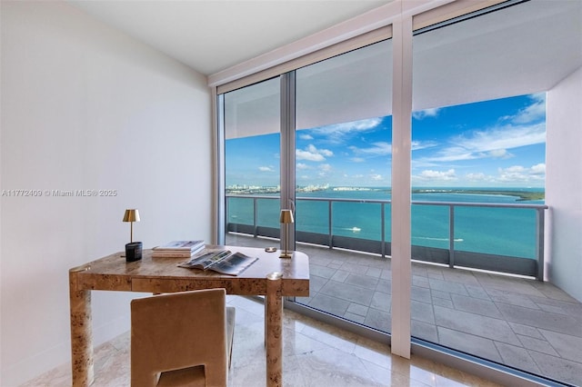 1331 Brickell Bay Dr Unit 3305, Miami, FL 33131 - office area with a water view and a wall of windows