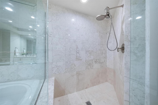 1331 Brickell Bay Dr Unit 3305, Miami, FL 33131 - full bathroom with a tile shower, a bathtub, and recessed lighting