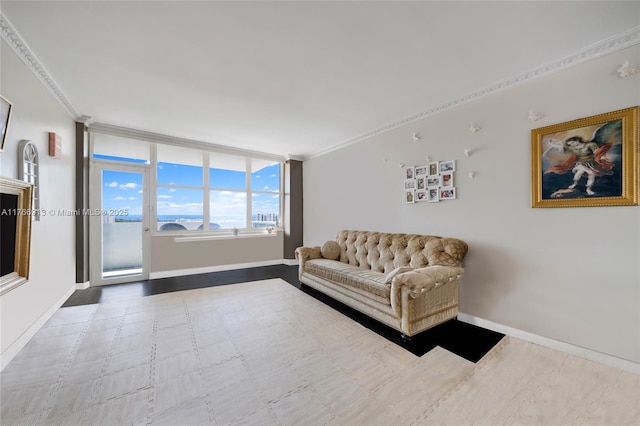 7441 Wayne Ave Unit 11F, Miami Beach, FL 33141 - living area with baseboards and crown molding