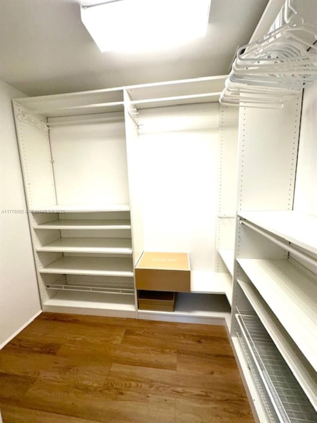 spacious closet with wood finished floors