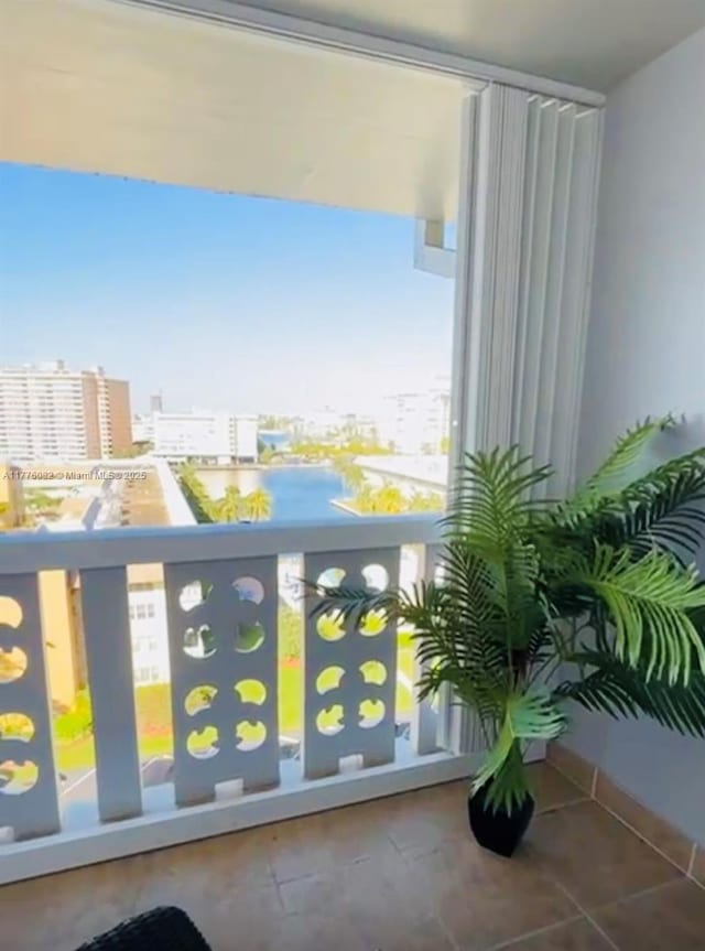 balcony with a view of city