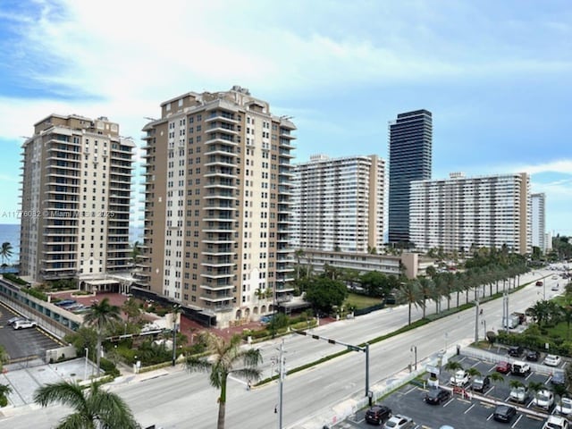 view of building exterior featuring a city view