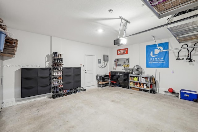 garage with a garage door opener