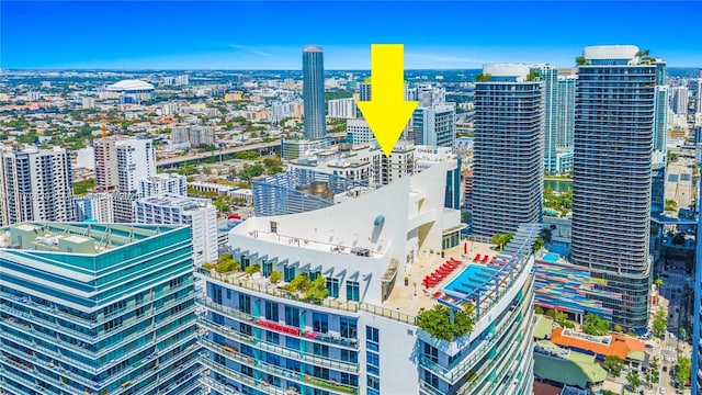 drone / aerial view featuring a view of city