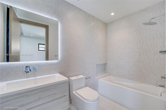 5825 Alton Rd, Miami Beach, FL 33140 - full bathroom featuring toilet, tile patterned floors, vanity, and bathtub / shower combination