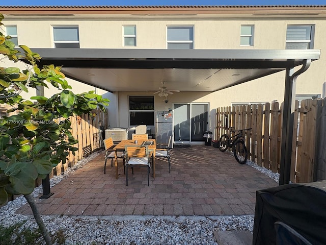 12179 NW 23rd Ct, Miami, FL 33167 - view of patio / terrace with a ceiling fan, outdoor dining space, and area for grilling