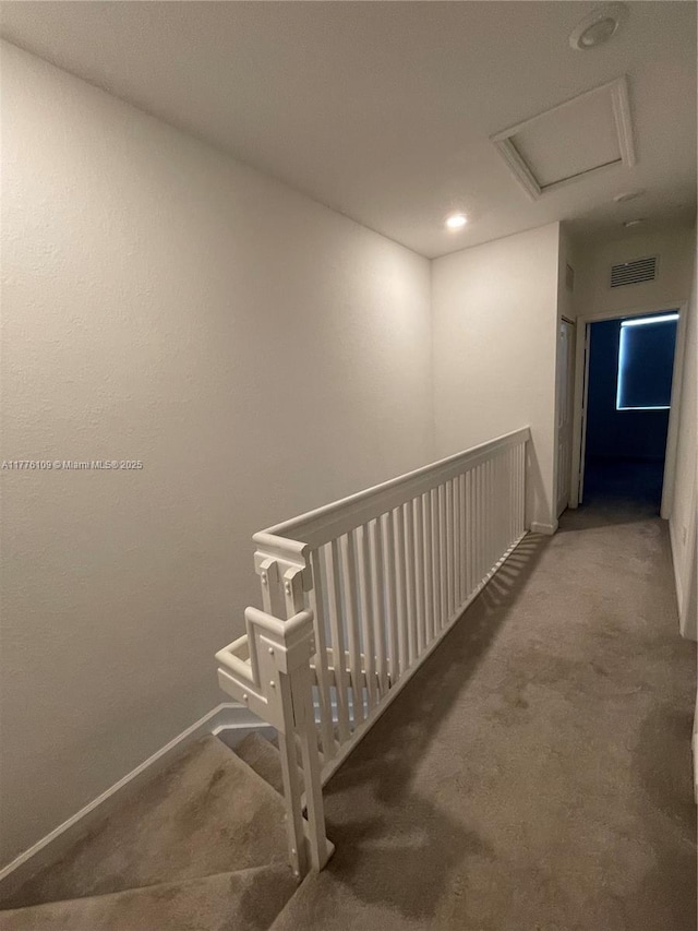 12179 NW 23rd Ct, Miami, FL 33167 - corridor featuring carpet flooring, an upstairs landing, and recessed lighting