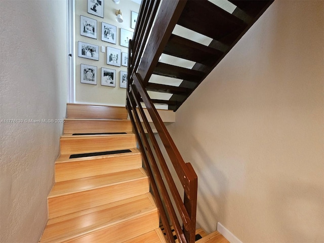 400 Valencia Ave Unit 2, Coral Gables, FL 33134 - stairway with a textured wall and wood finished floors
