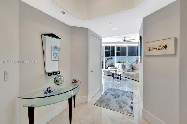 333 Las Olas Way Unit 1007, Fort Lauderdale, FL 33301 - hallway with baseboards and recessed lighting