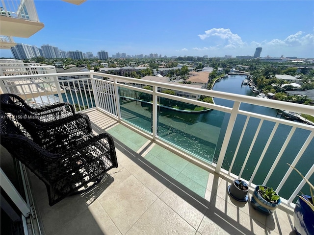 437 Golden Isles Dr Unit 9B-C, Hallandale Beach, FL 33009 - balcony with a view of skyline and a water view