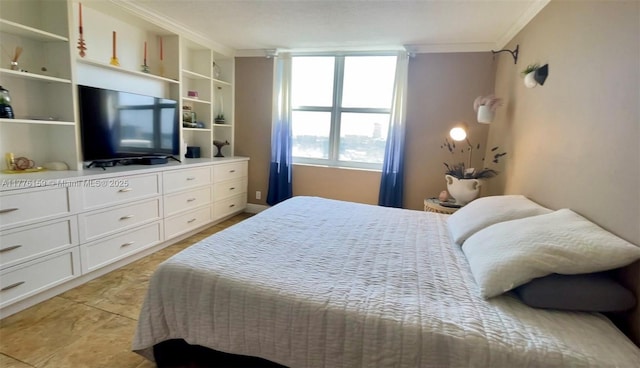 bedroom featuring crown molding