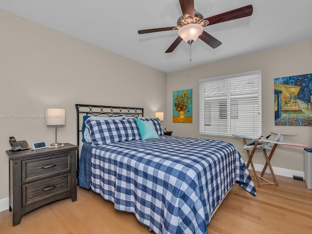 17794 SW 47th St, Miramar, FL 33029 - bedroom with light wood-style flooring, baseboards, and ceiling fan