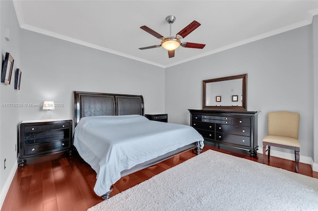 1945 S Ocean Dr Unit 604, Hallandale Beach, FL 33009 - bedroom with dark wood-style flooring, ornamental molding, and a ceiling fan