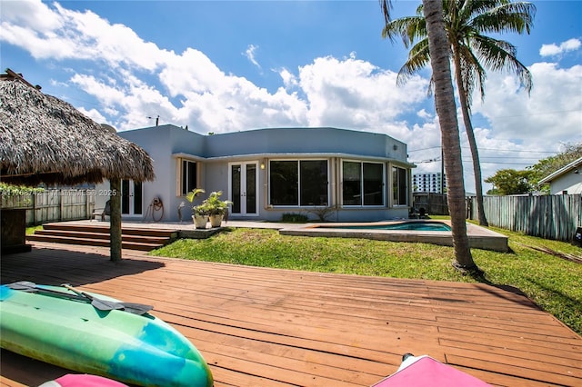 4750 SW 43rd Ave, Dania Beach, FL 33314 - wooden terrace featuring french doors
