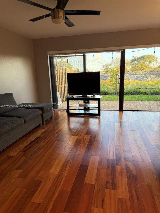 2912 NW 80th Ave, Sunrise, FL 33322 - living room featuring a ceiling fan and wood finished floors