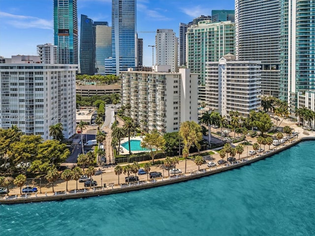 1408 Brickell Bay Dr Unit 816, Miami, FL 33131 - bird's eye view with a water view and a view of city