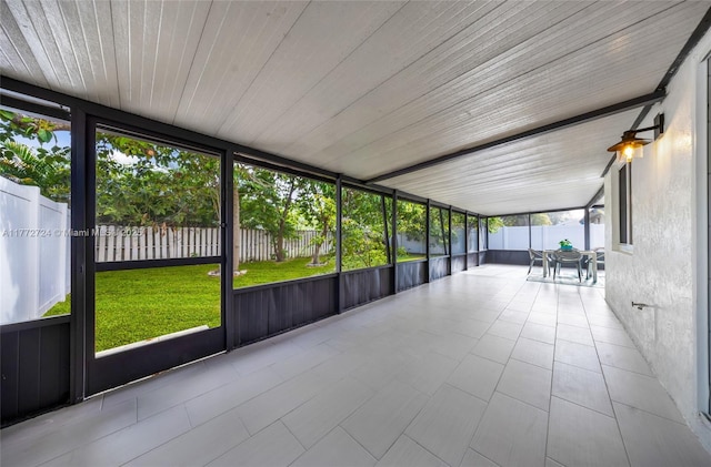 view of unfurnished sunroom
