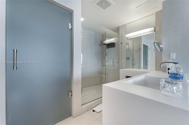 3101 Bayshore Dr Unit 603, Fort Lauderdale, FL 33304 - full bath with a shower stall, tile patterned floors, vanity, and visible vents