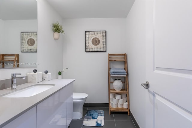 1600 NE 1st Ave Unit 2615, Miami, FL 33132 - half bathroom with tile patterned floors, toilet, vanity, and baseboards