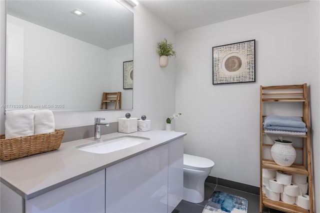 1600 NE 1st Ave Unit 2615, Miami, FL 33132 - bathroom with toilet, vanity, and tile patterned floors