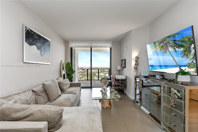 1600 NE 1st Ave Unit 2615, Miami, FL 33132 - living room featuring light tile patterned floors and expansive windows
