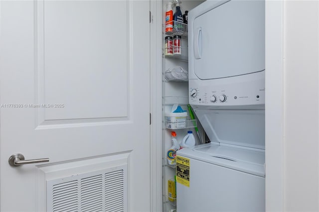1600 NE 1st Ave Unit 2615, Miami, FL 33132 - washroom featuring stacked washer and clothes dryer