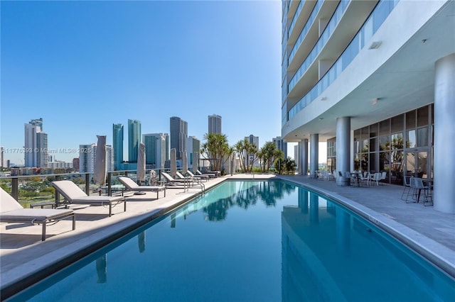 1600 NE 1st Ave Unit 2615, Miami, FL 33132 - community pool with a patio area and a view of skyline