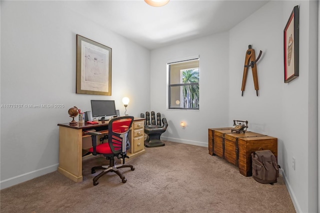 office space with baseboards and carpet floors