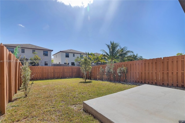 view of yard featuring a fenced backyard and a patio