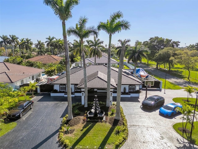 birds eye view of property with a residential view