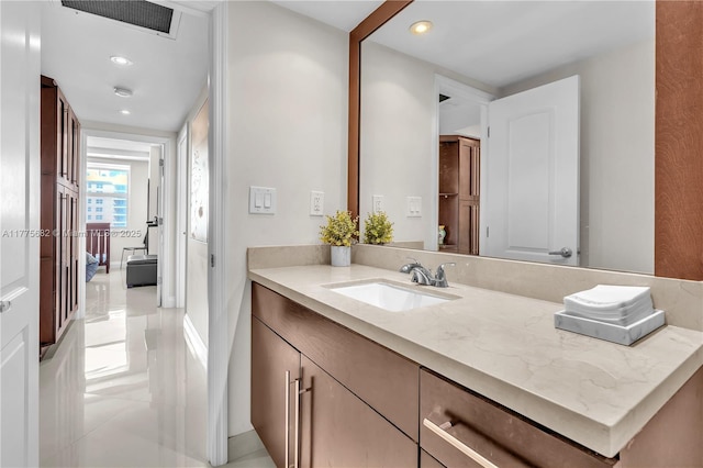 1950 S Ocean Dr Unit 14H, Hallandale Beach, FL 33009 - bathroom featuring vanity, visible vents, and recessed lighting